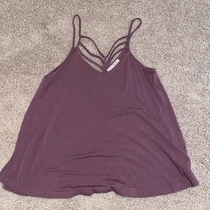 Purple tank with detailed neck